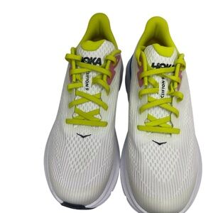 Hoka White and Lime Running Shoes